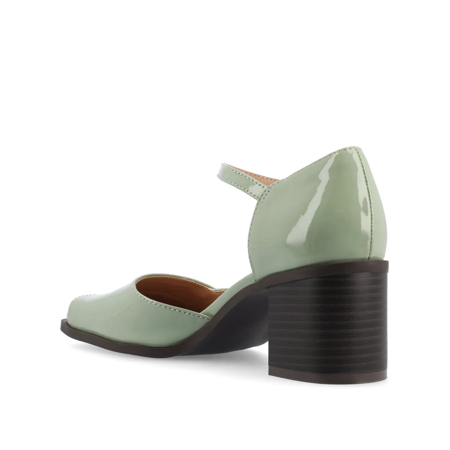 Evangeline Block Heels in Patent Green by D'Orsay