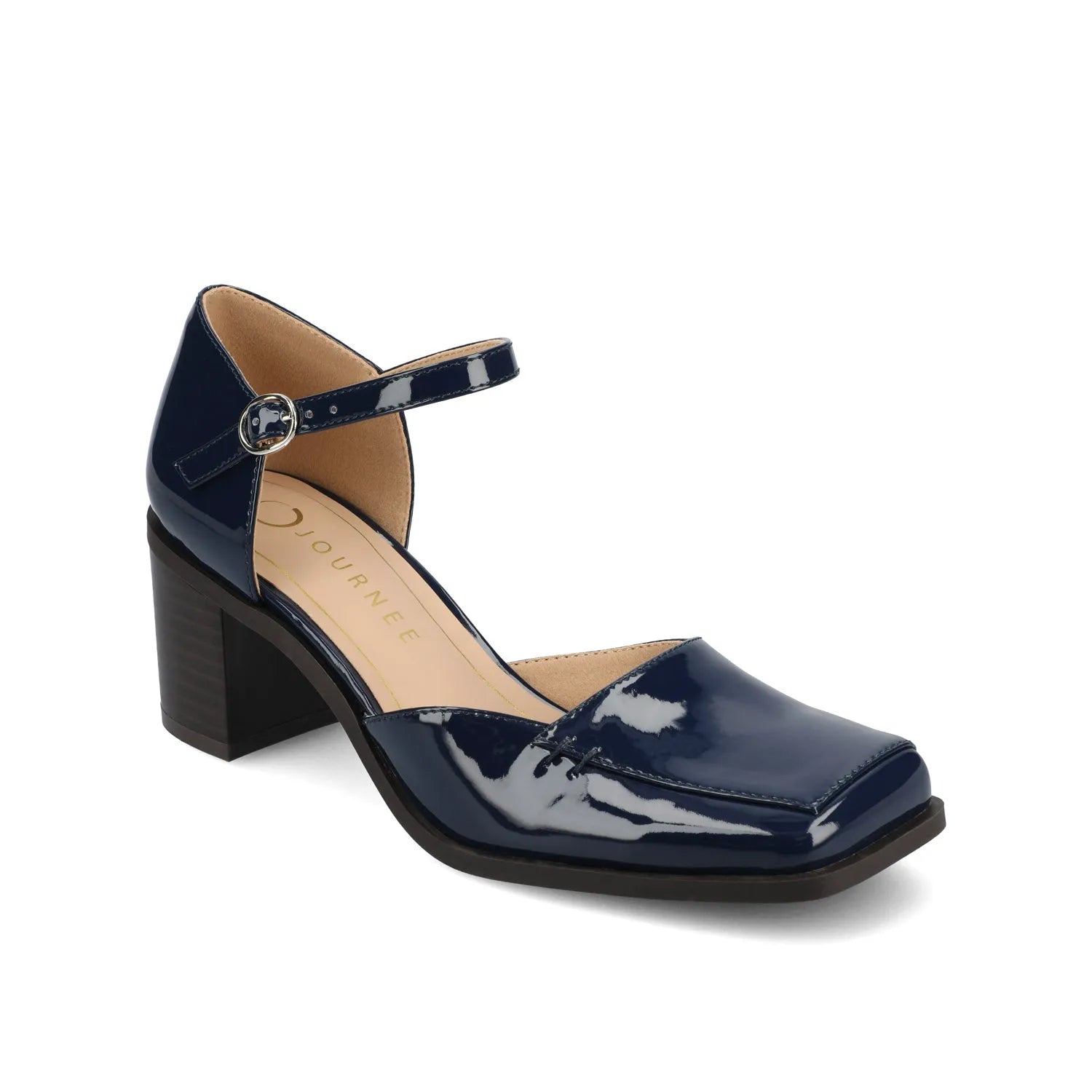 Evangeline Patent Heels in Wide - Patent Navy