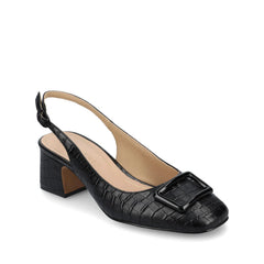 EVERLEE Slingback Pump Heels in Vegan Leather - Black Croco