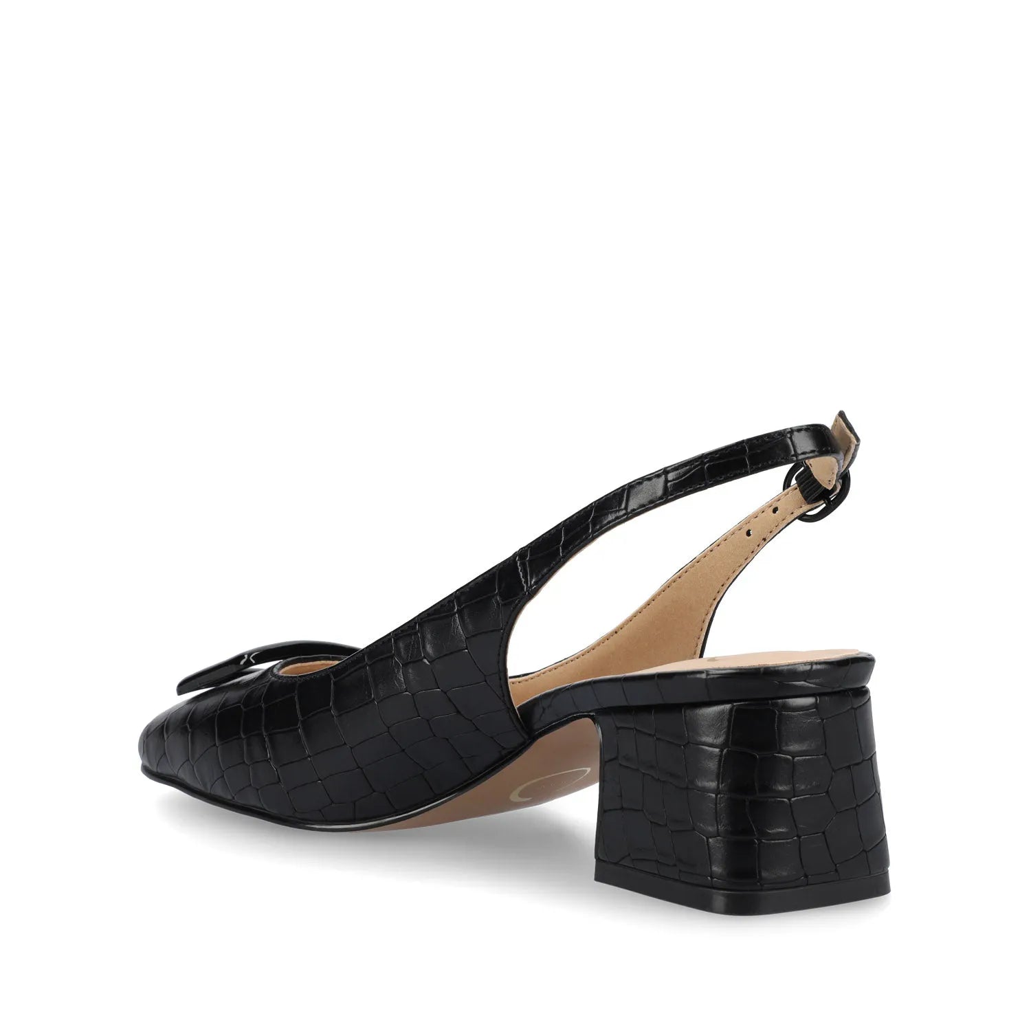 EVERLEE Slingback Pump Heels in Vegan Leather - Black Croco