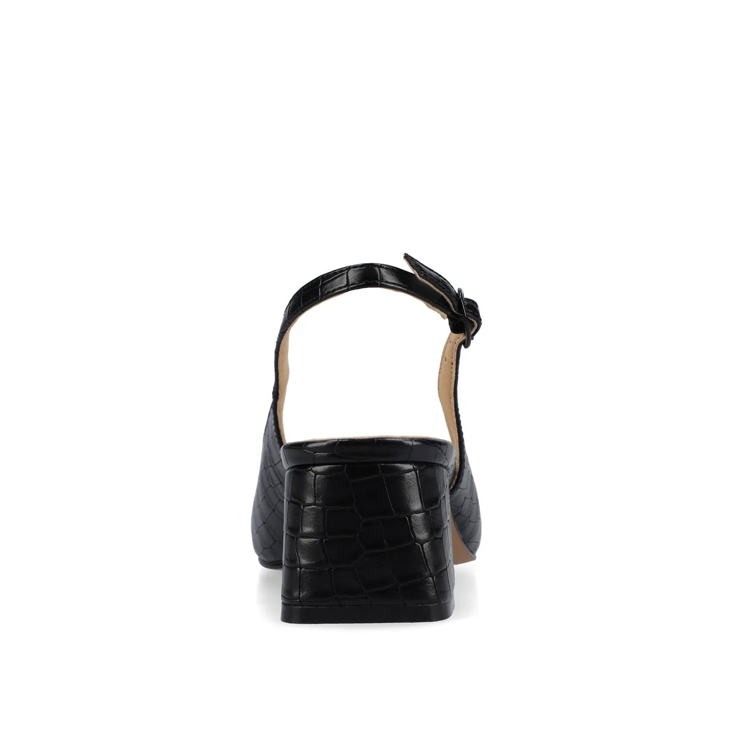 EVERLEE Slingback Pump Heels in Vegan Leather - Black Croco