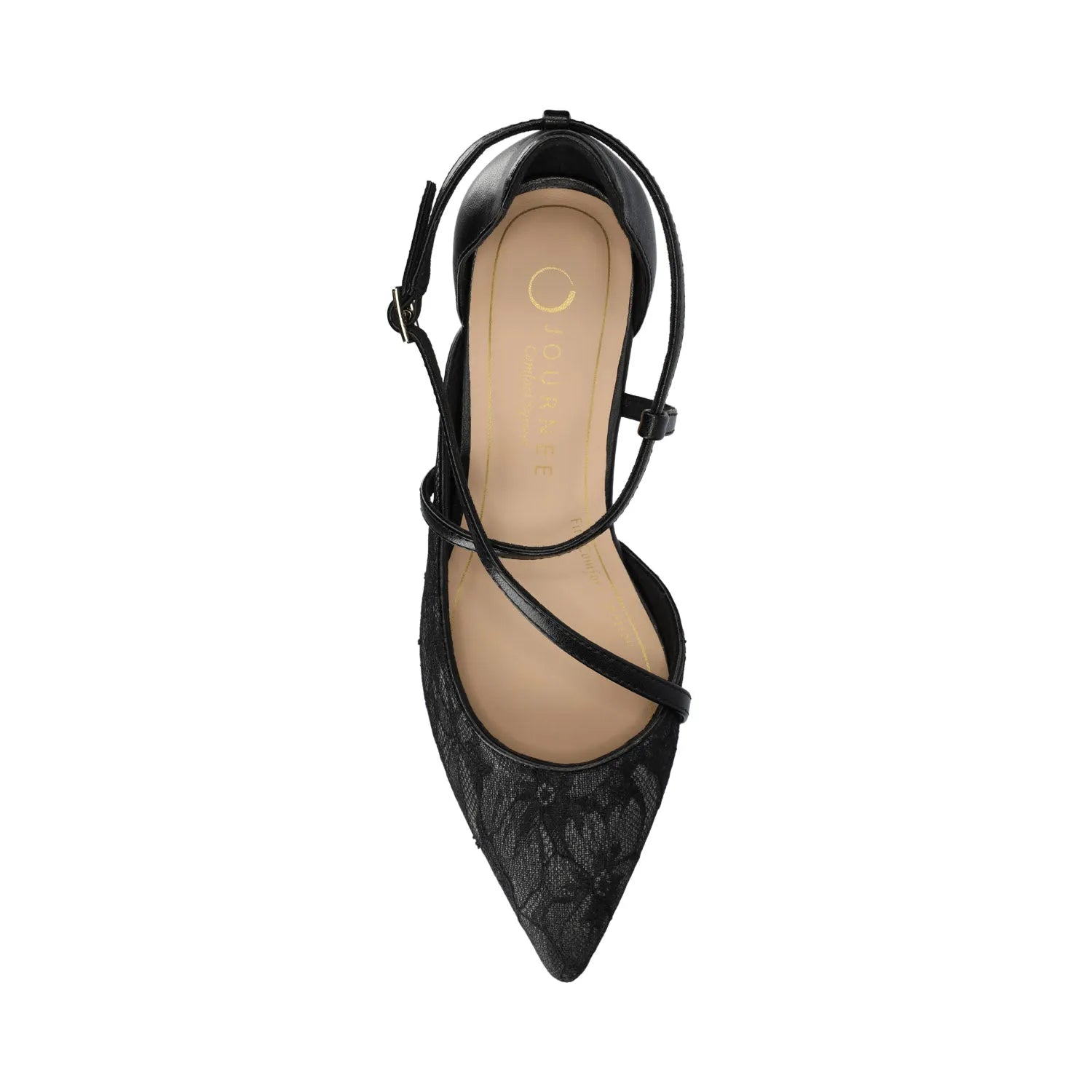 Galvinn Low Block Heels in Vegan Leather - Black Lace