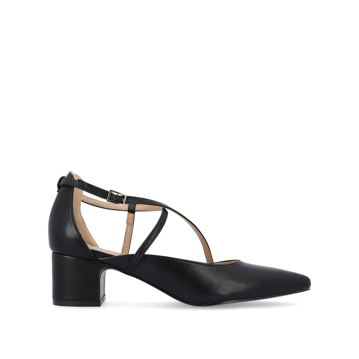Galvinn Low Block Heels in Vegan Leather - Black
