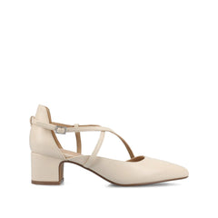 Galvinn Low Block Heels in Wide - Bone PU