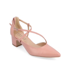Galvinn Low Block Heels in Vegan Leather - Blush
