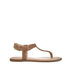 Genevive Brown Vegan Leather T-Strap Sandals