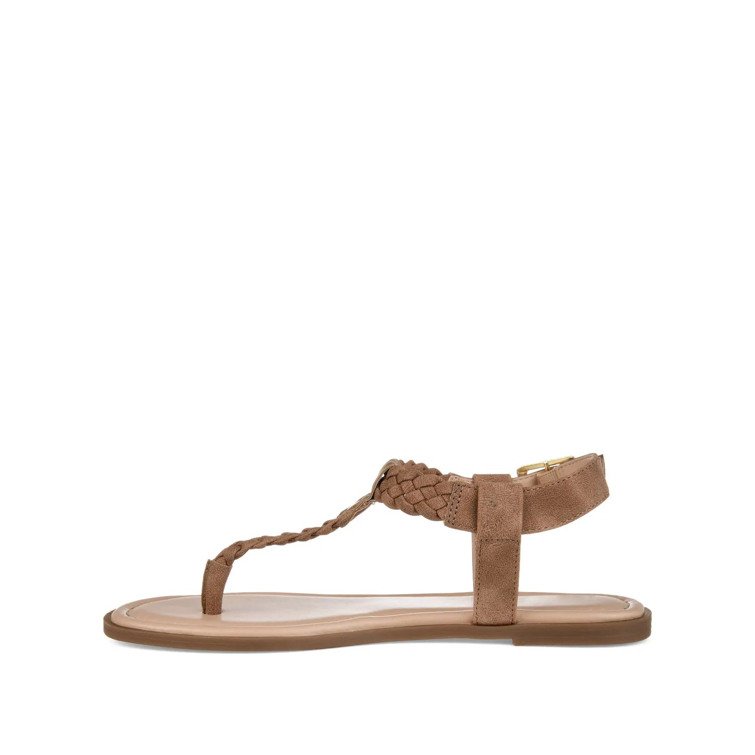 Genevive Brown Vegan Leather T-Strap Sandals