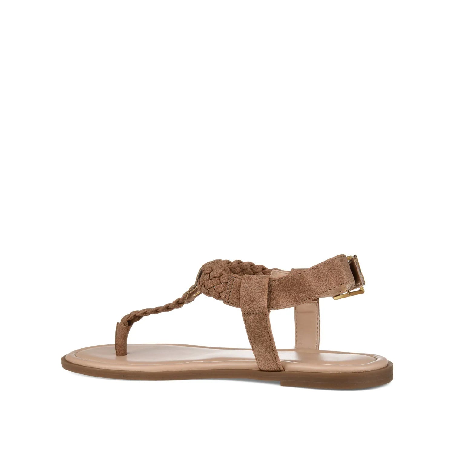 Genevive Brown Vegan Leather T-Strap Sandals