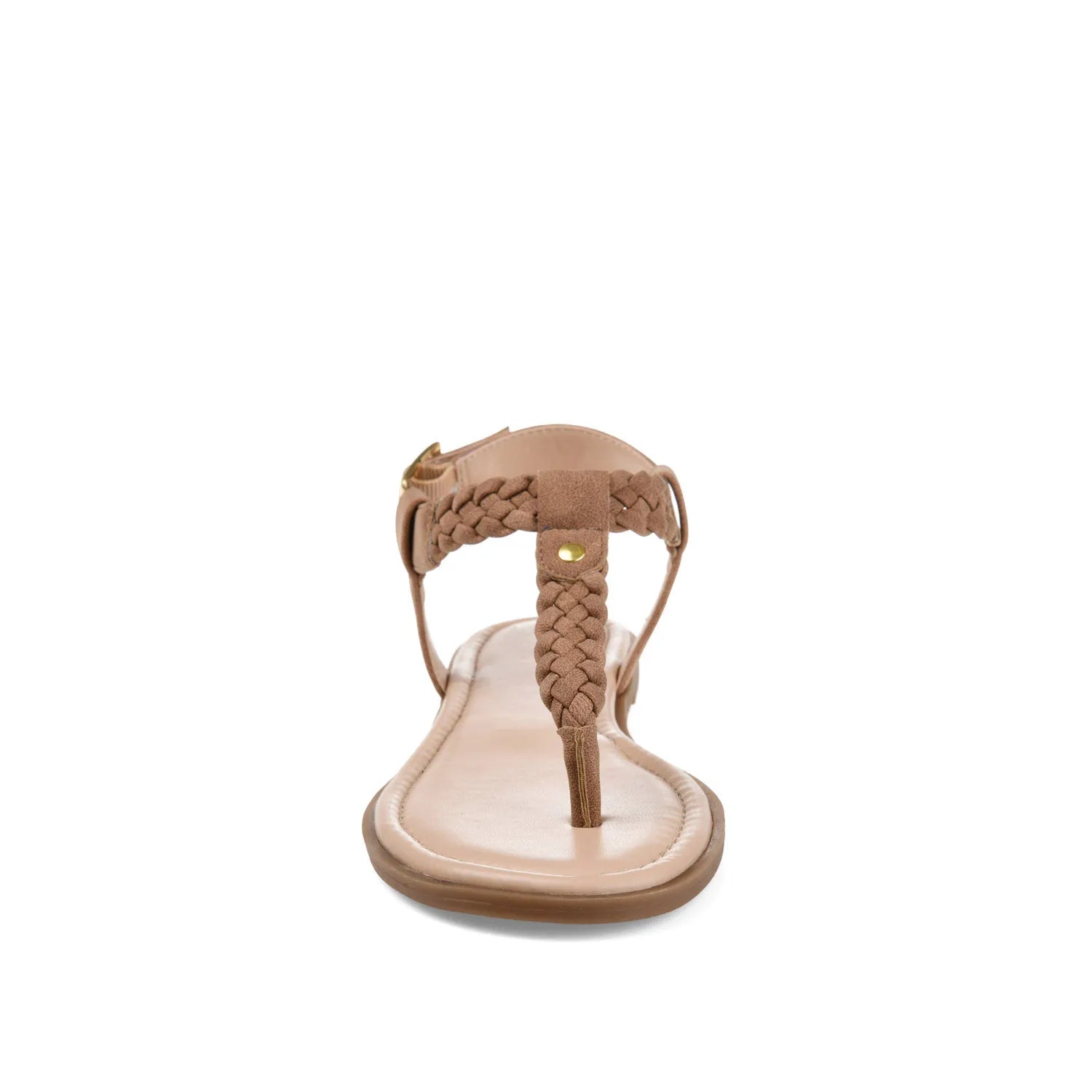 Genevive Brown Vegan Leather T-Strap Sandals