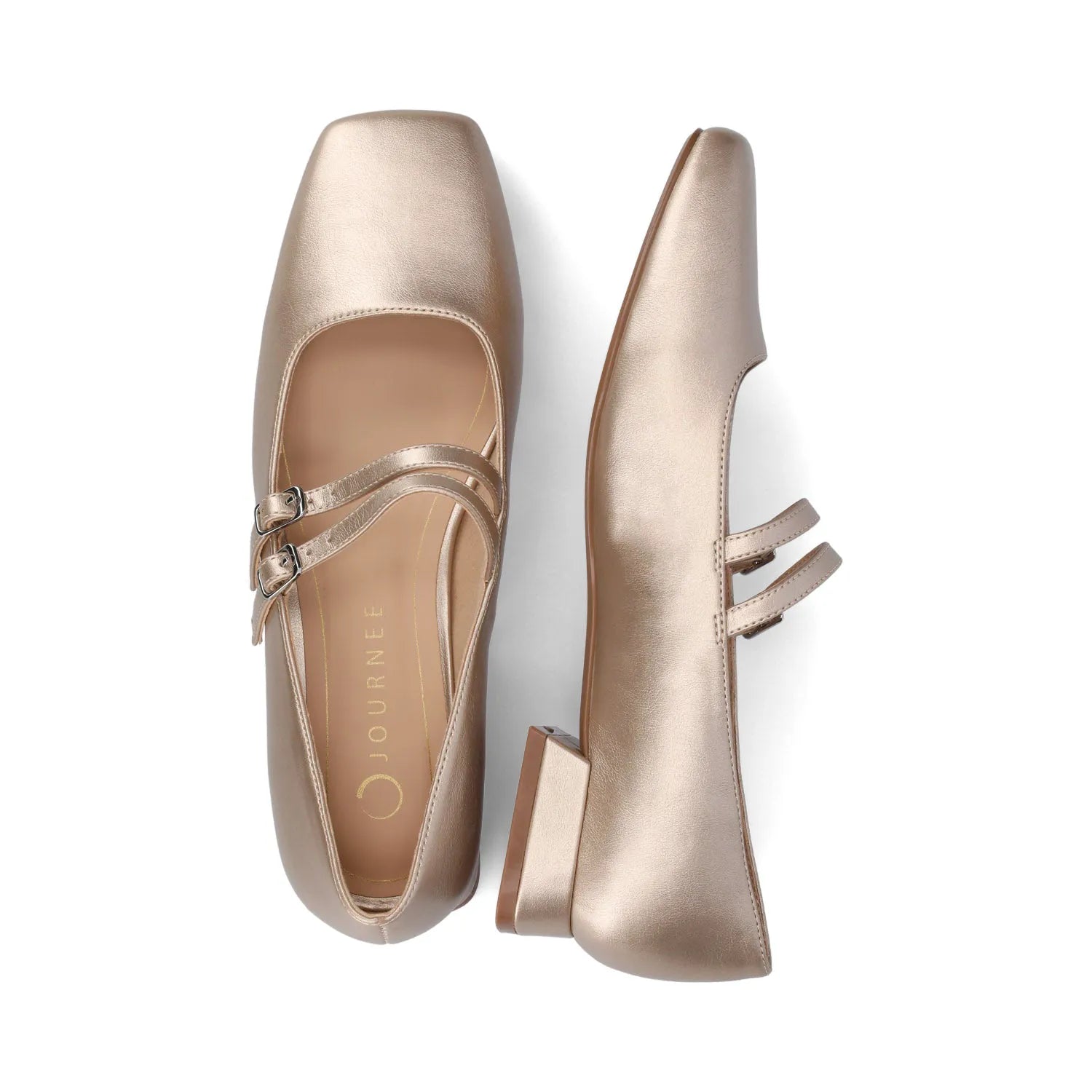 GREDAH MARY JANE DRESS FLATS IN WIDE - Champagne PU