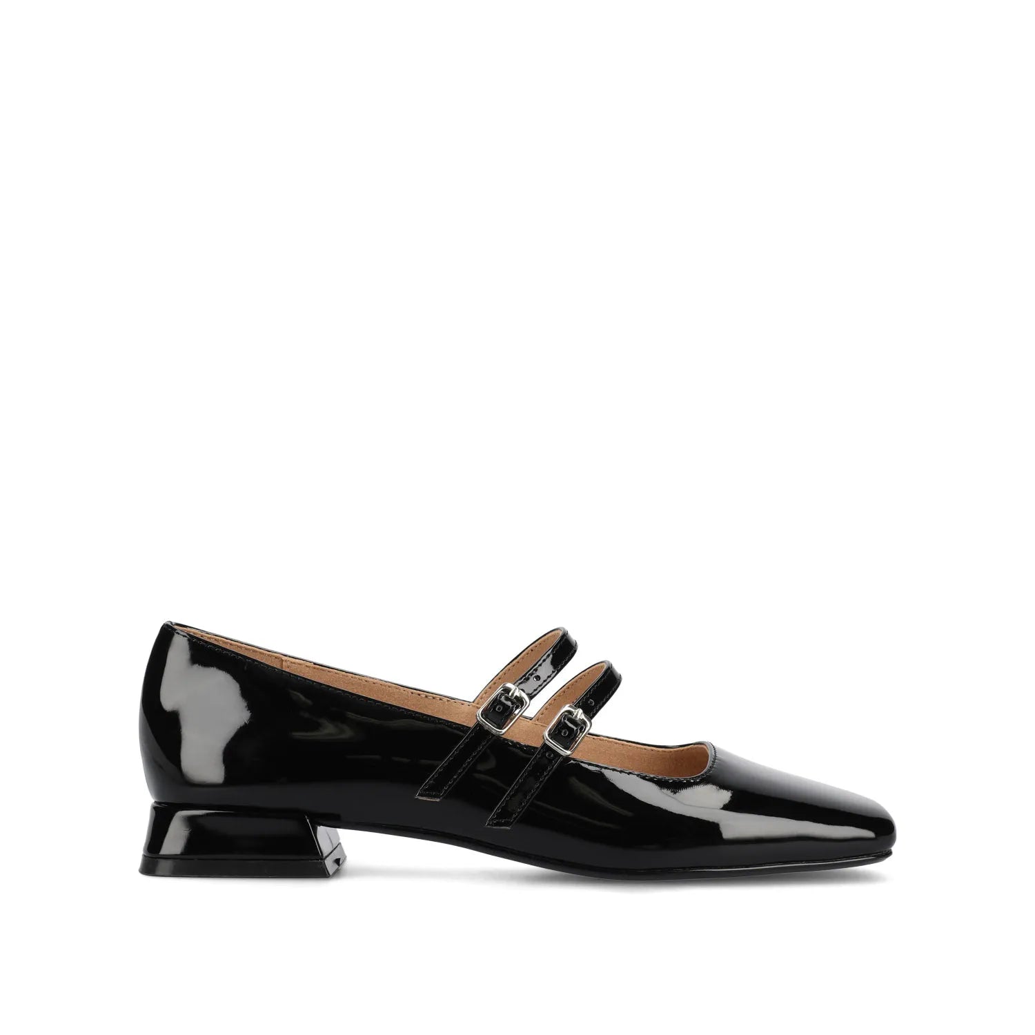 GREDAH MARY JANE DRESS FLATS IN WIDE - Black Patent