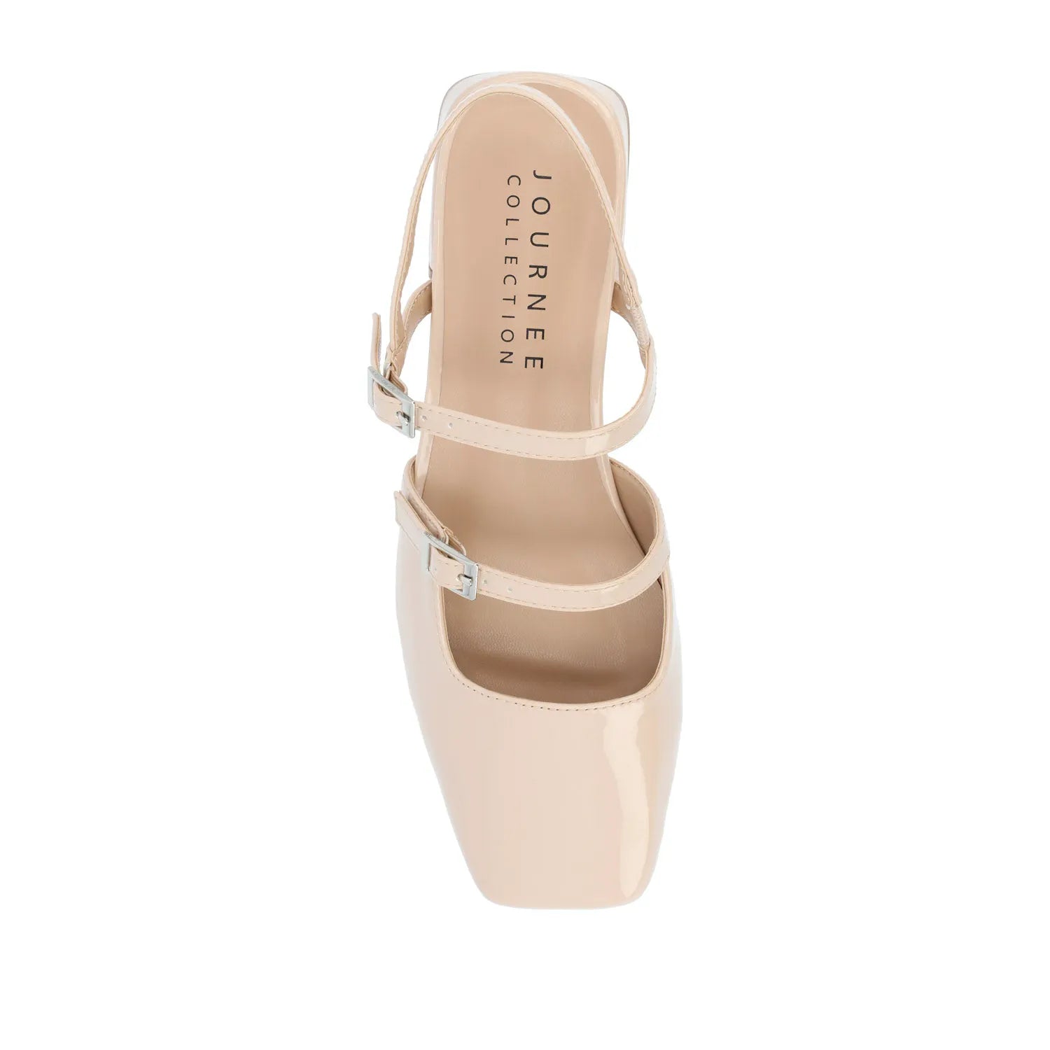 GRETCHENN Heeled Flats in Patent, Wide Fit - Beige