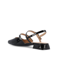 GRETCHENN Wide Patent Heeled Flats - Black