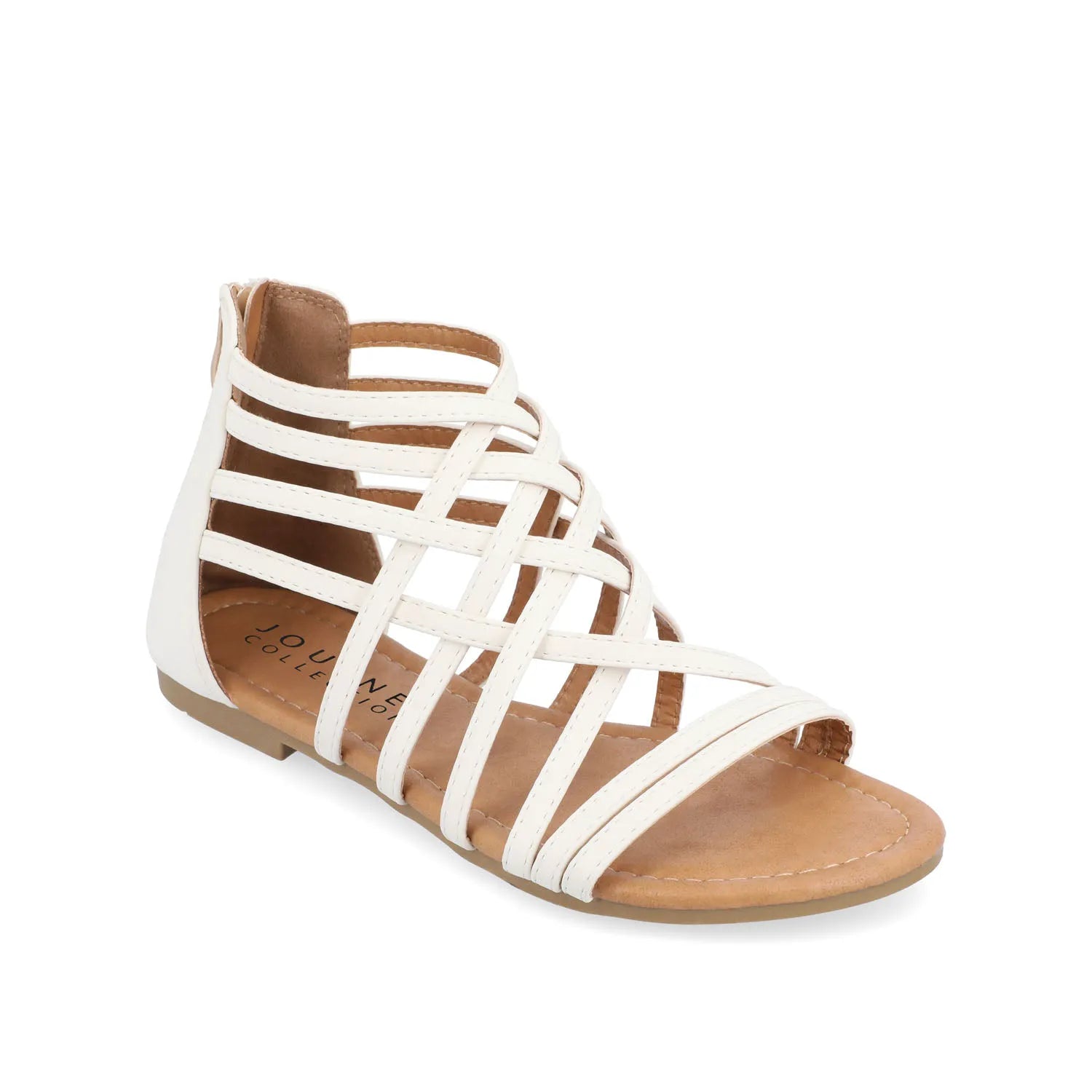 HANNI Wide Gladiator Sandals in White PU