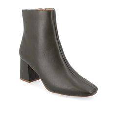 HAYLINN Square Toe Booties in Vegan Leather - Green