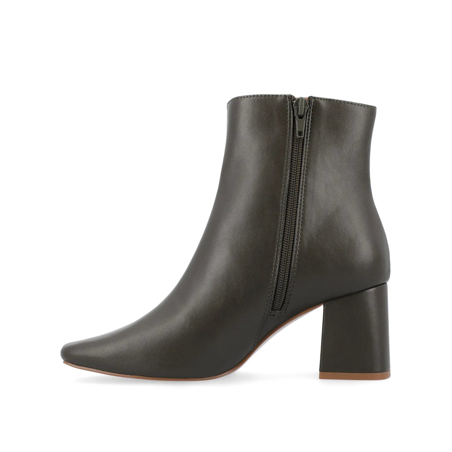 HAYLINN Square Toe Booties in Vegan Leather - Green