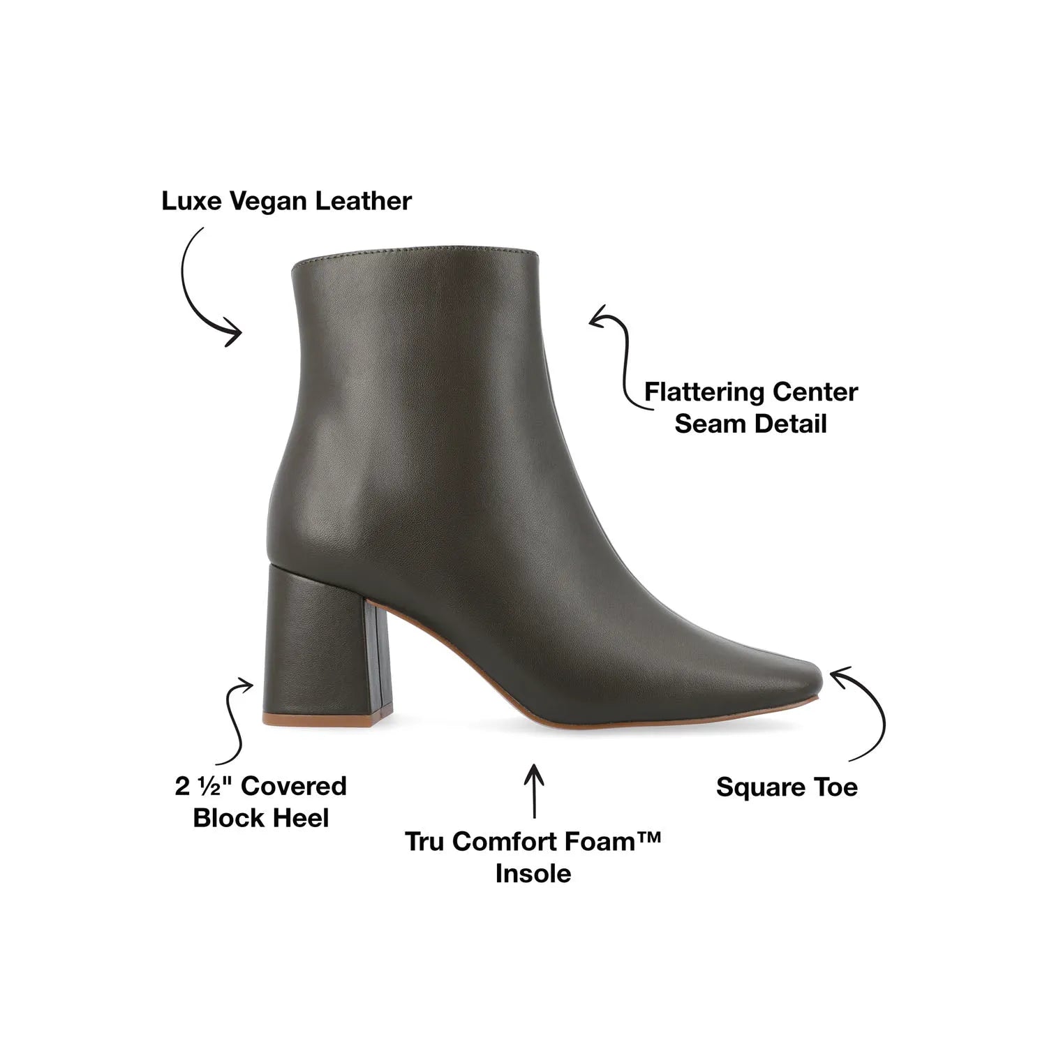 HAYLINN Wide Vegan Leather Booties in Green