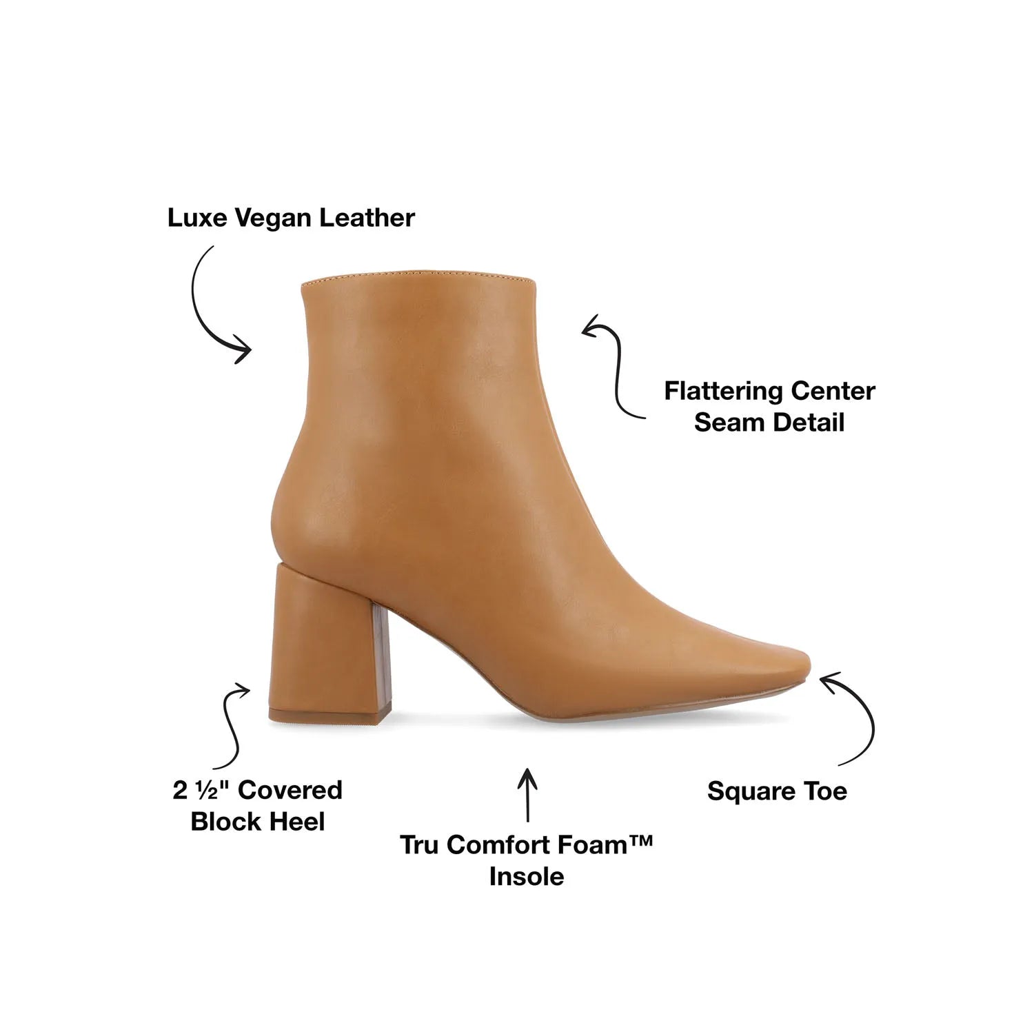 HAYLINN Wide Vegan Leather Booties - Tan