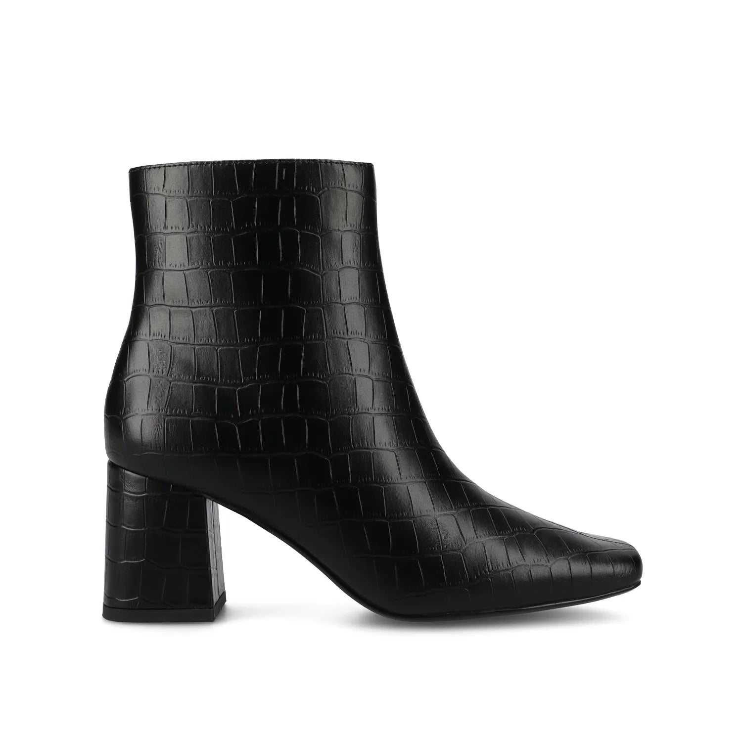 HAYLINN Wide Fit Vegan Leather Booties in Black Croc