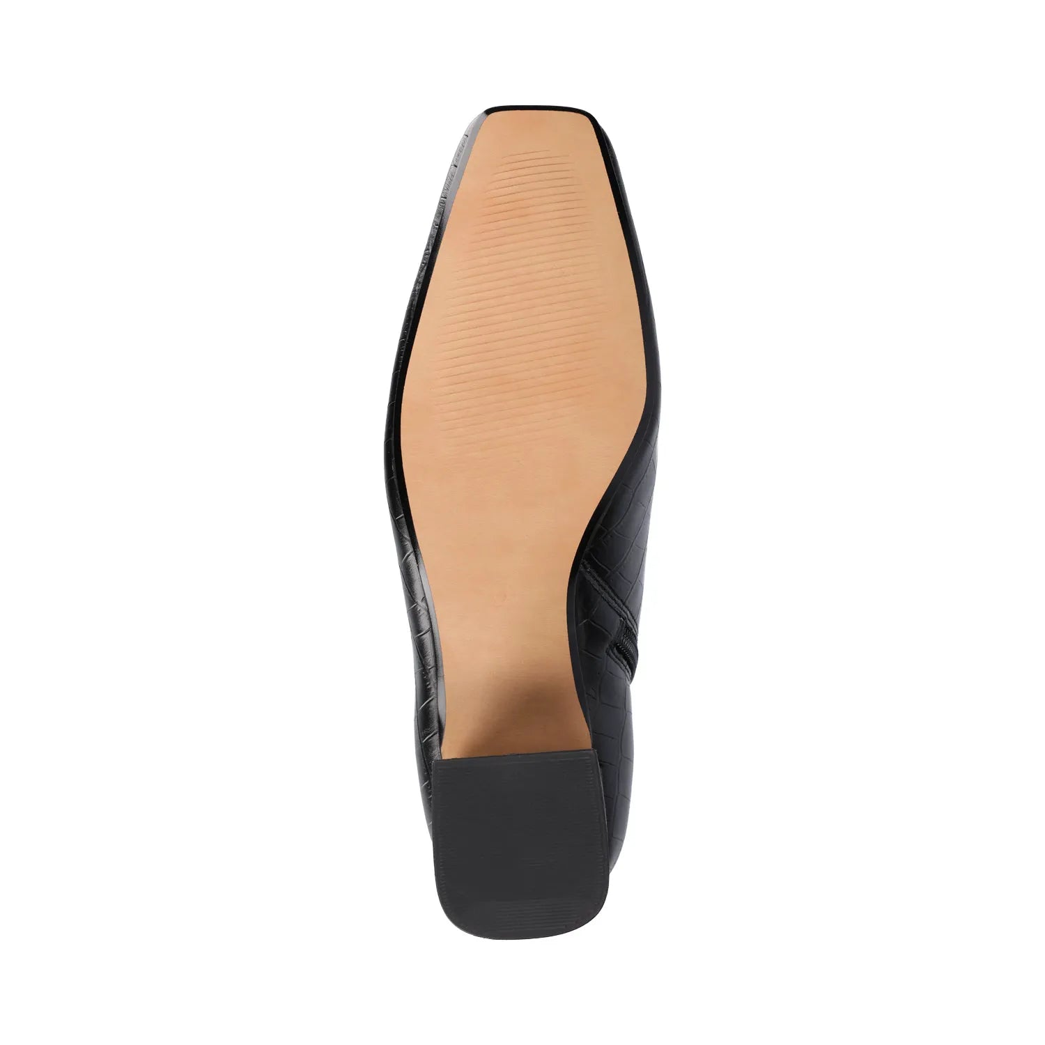 HAYLINN Square Toe Booties in Vegan Leather - Black Croco