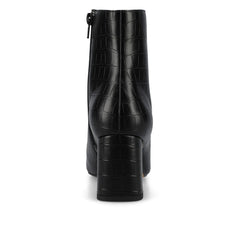 HAYLINN Square Toe Booties in Vegan Leather - Black Croco