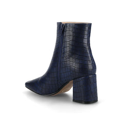 HAYLINN Square Toe Booties in Wide Width - Blue Croco