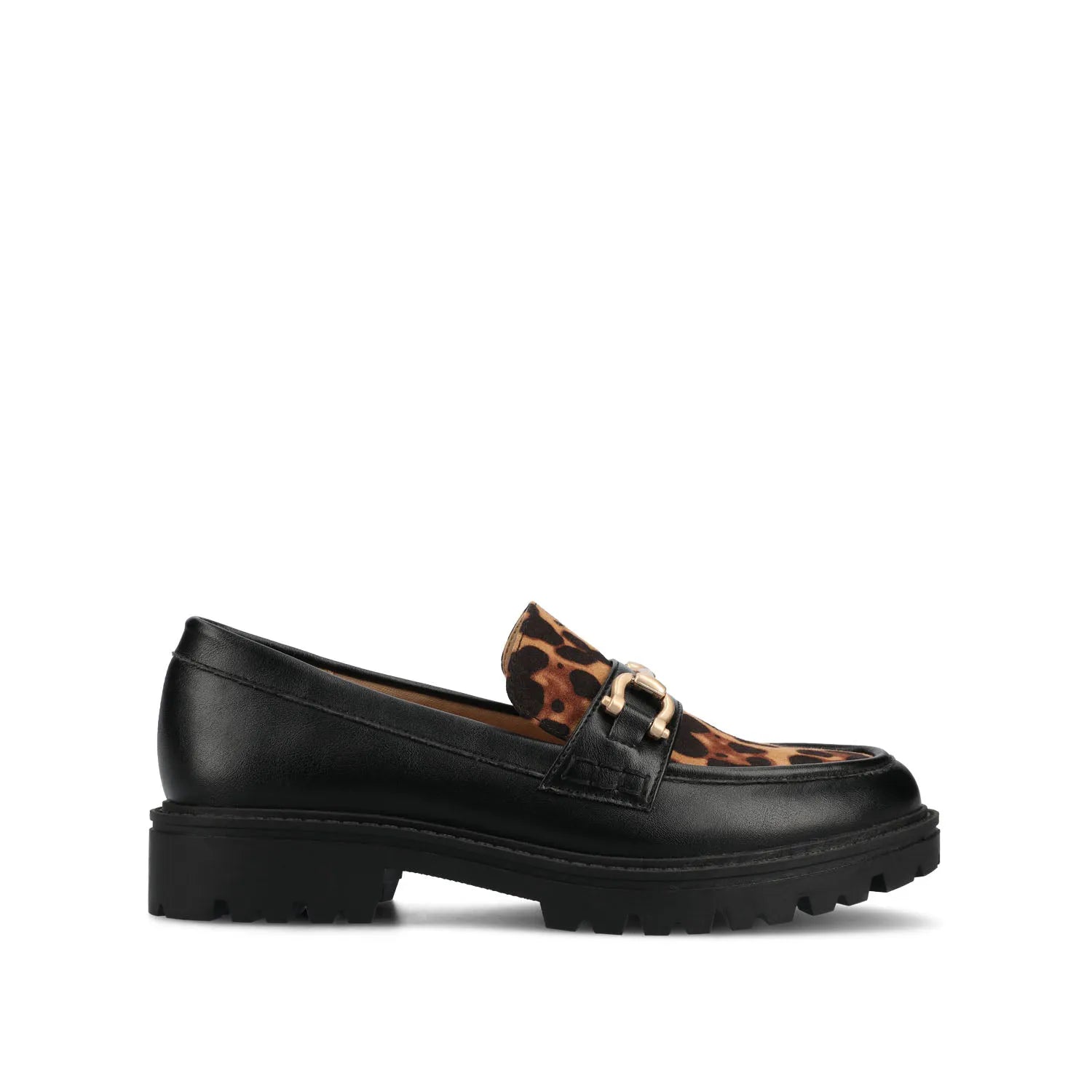 JESSAMEY Leopard Faux Horse Bit Loafer Flats