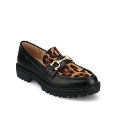 JESSAMEY Leopard Faux Horse Bit Loafer Flats