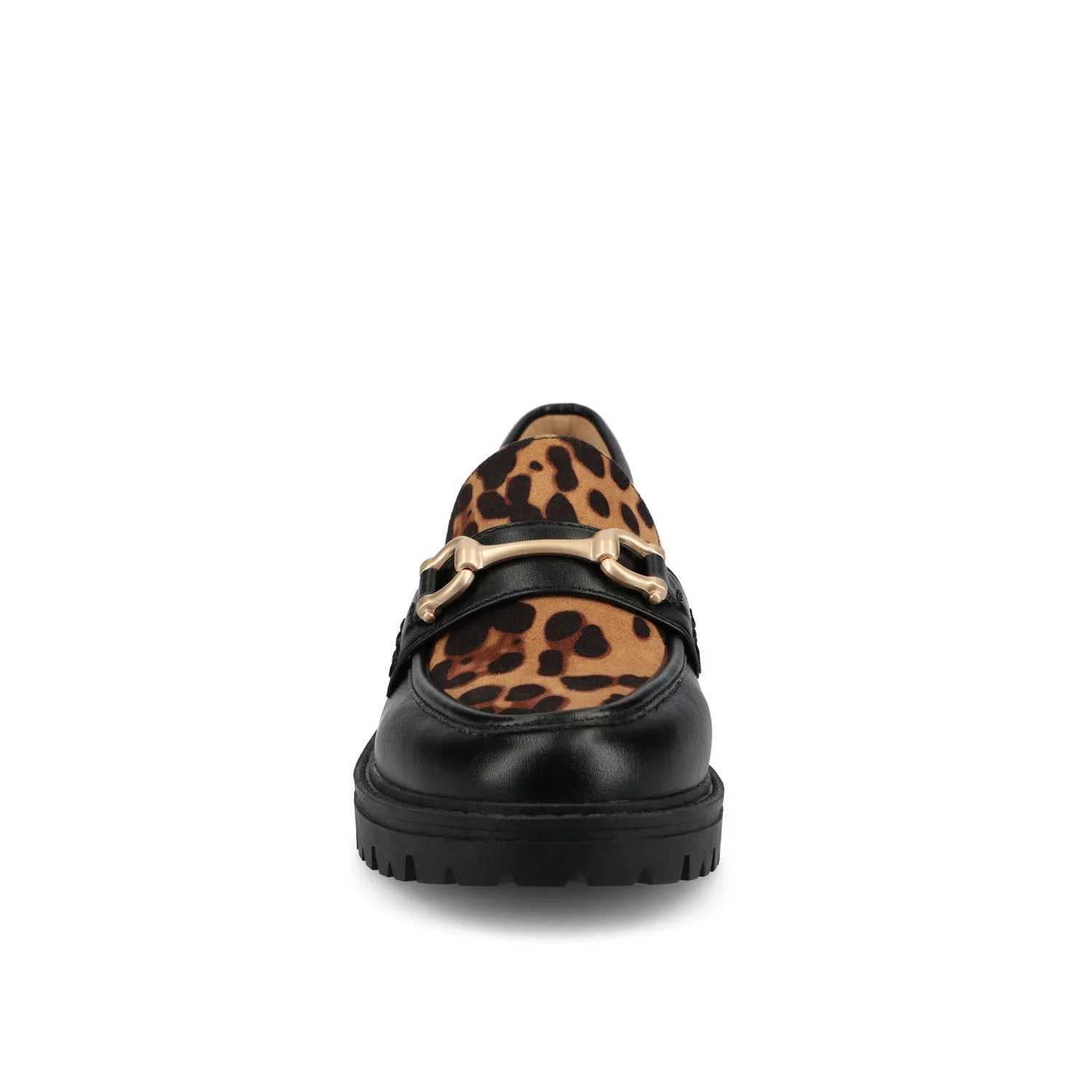 JESSAMEY Leopard Faux Horse Bit Loafer Flats