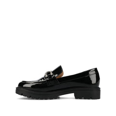 JESSAMEY Horse Bit Loafer Flats in Black Patent Leather