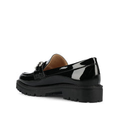JESSAMEY Horse Bit Loafer Flats in Black Patent Leather