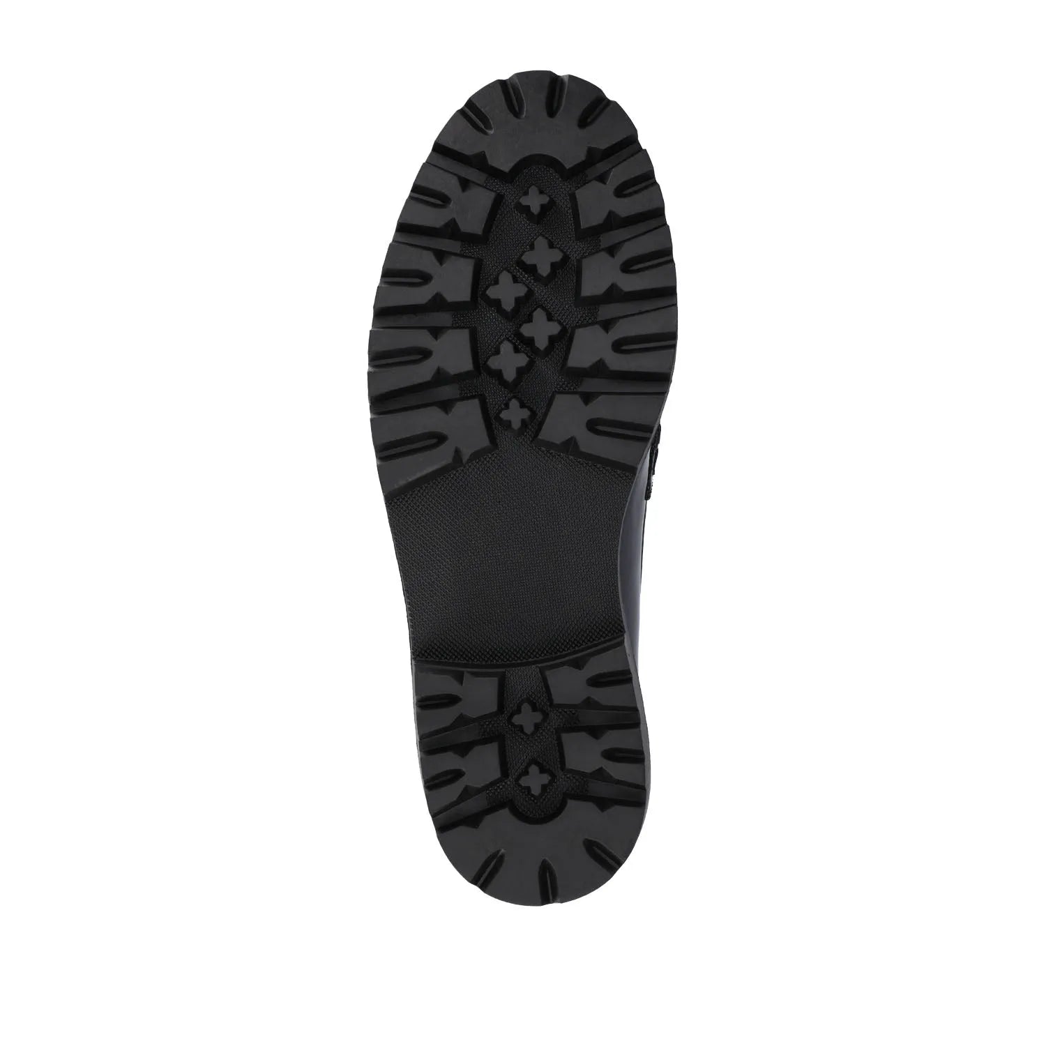 JESSAMEY Horse Bit Loafer Flats in Black Patent Leather