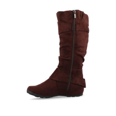 Jester Knee-High Boots in Brown Faux Suede
