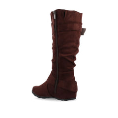 Jester Knee-High Boots in Brown Faux Suede