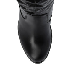 Kaison Faux Suede Thigh High Boots - Black