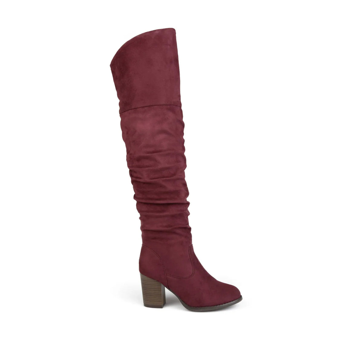 KAISON THIGH HIGH BOOTS IN X-WIDE CALF - Wine Faux Suede