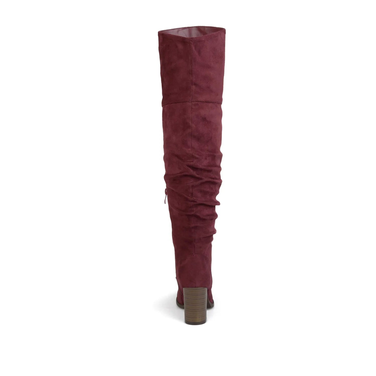 KAISON THIGH HIGH BOOTS IN X-WIDE CALF - Wine Faux Suede