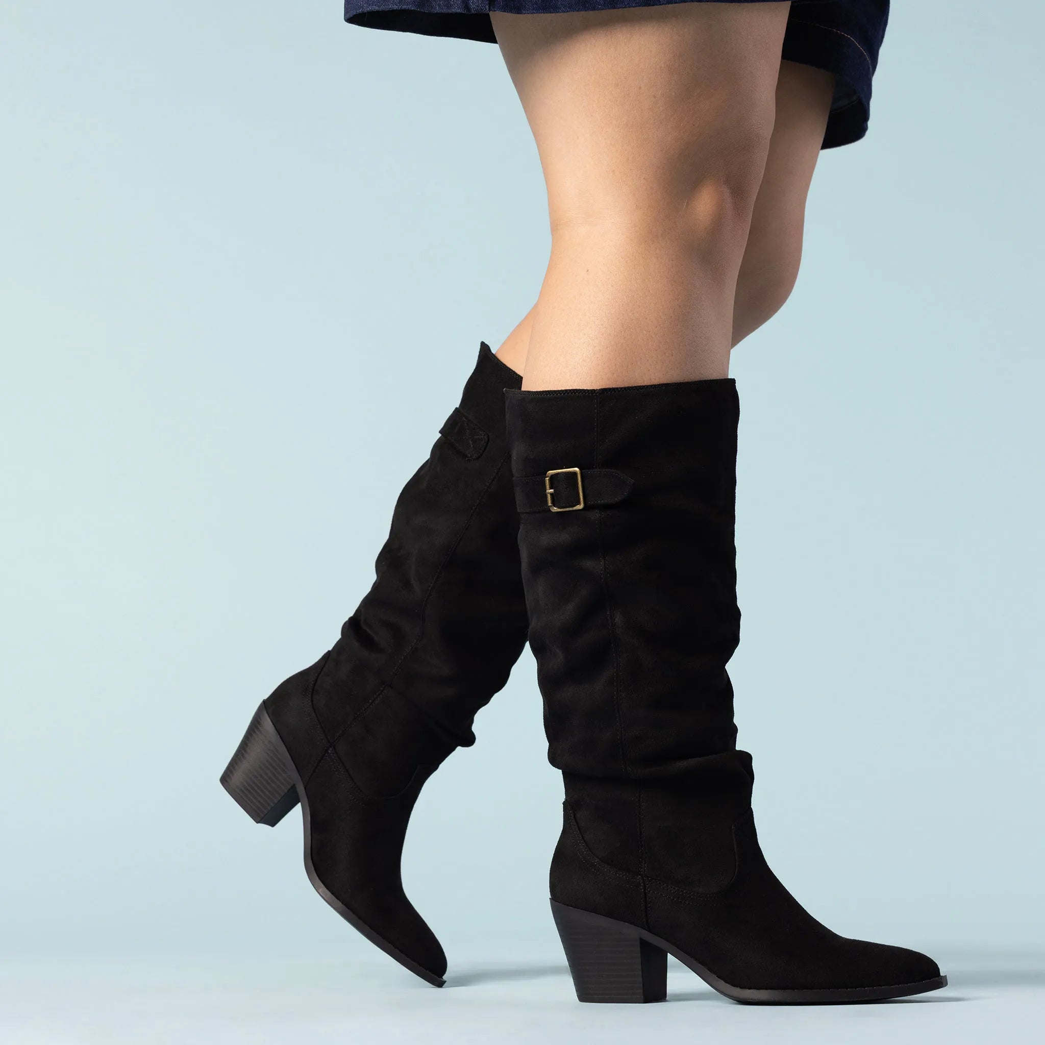 Kaleah Wide Calf Slouchy Knee High Boot - Black