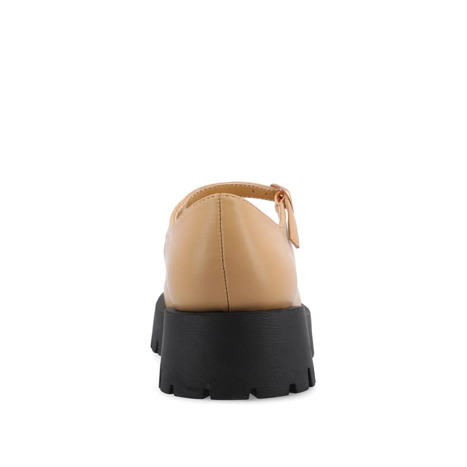 KAMIE Wide Fit Mary Jane Flats in Tan PU with Lug Sole