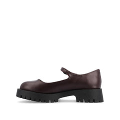 KAMIE Wide Fit Mary Jane Flats in Wine Patent Leather
