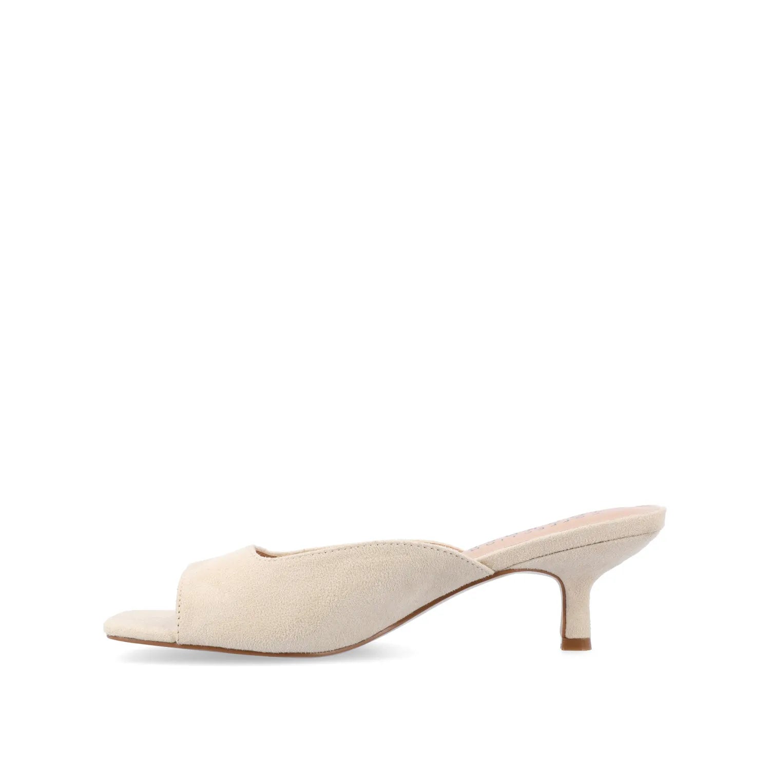LARNA Faux Suede Peep Toe Kitten Heels in Bone