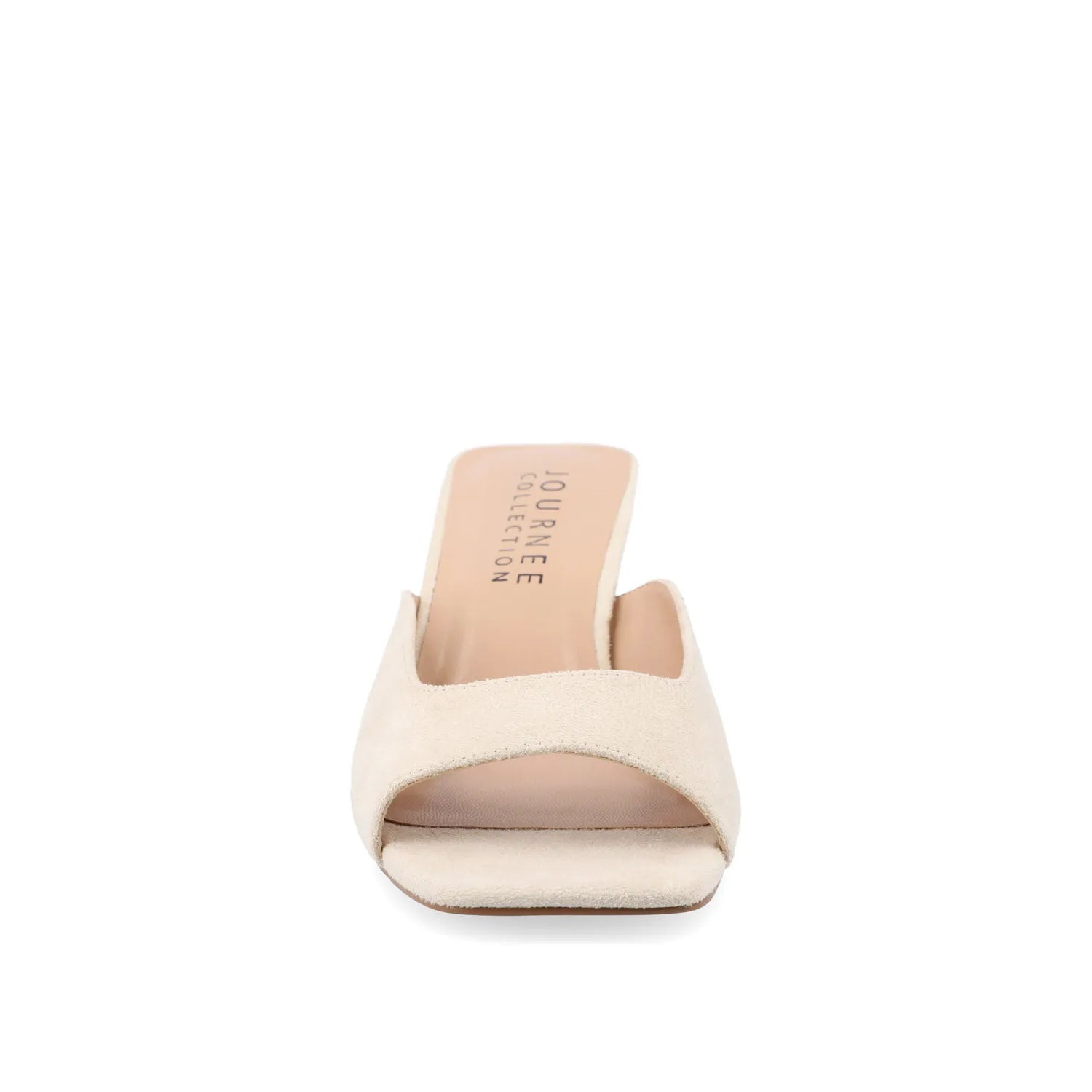 LARNA Faux Suede Peep Toe Kitten Heels in Bone
