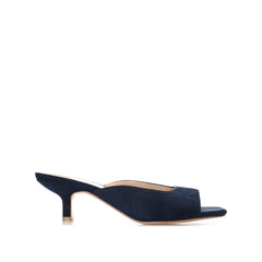 LARNA Faux Suede Peep-Toe Kitten Heels in Navy Nubuck