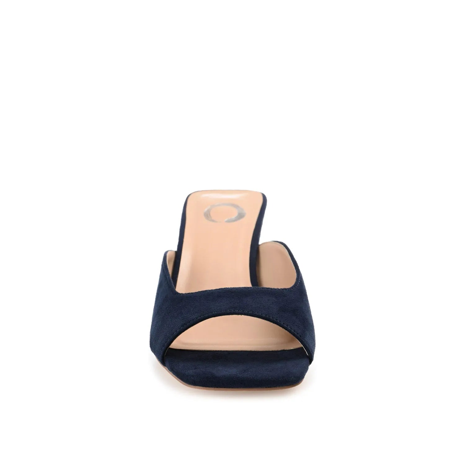 LARNA Faux Suede Peep-Toe Kitten Heels in Navy Nubuck