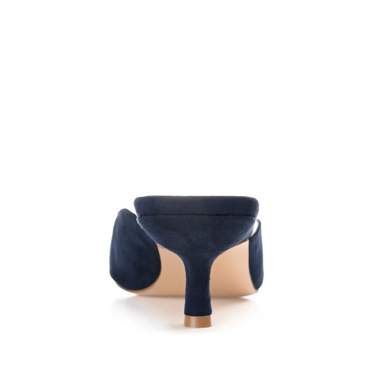 LARNA Faux Suede Peep-Toe Kitten Heels in Navy Nubuck