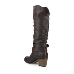 Wide Width Late Boots with Footbed - Dark Brown PU