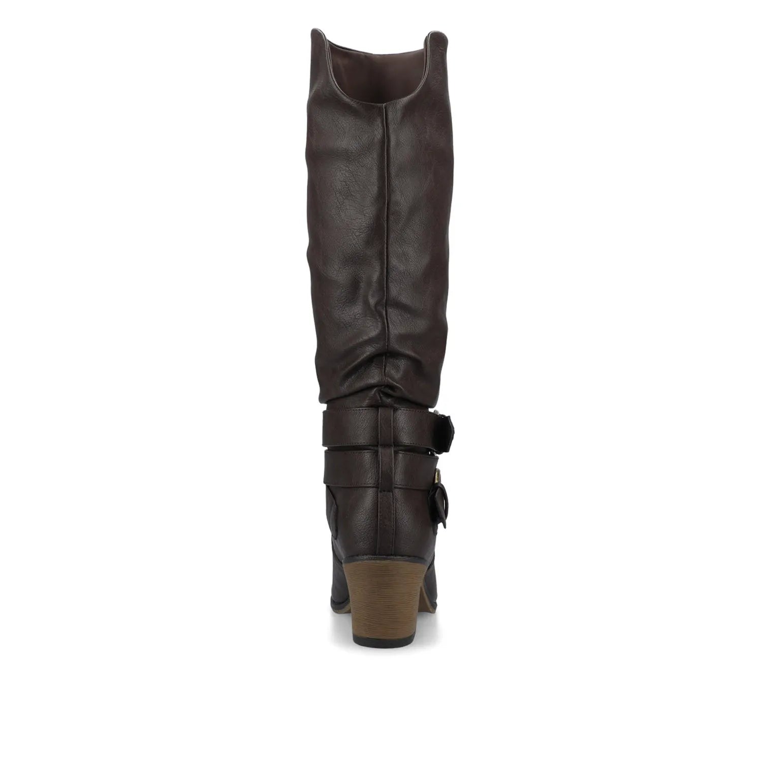 Dark-Brown Vegan Leather Late Knee-High Western Boots