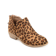 LIVVY Wide Calf Faux Suede Zip-Up Booties - Leopard