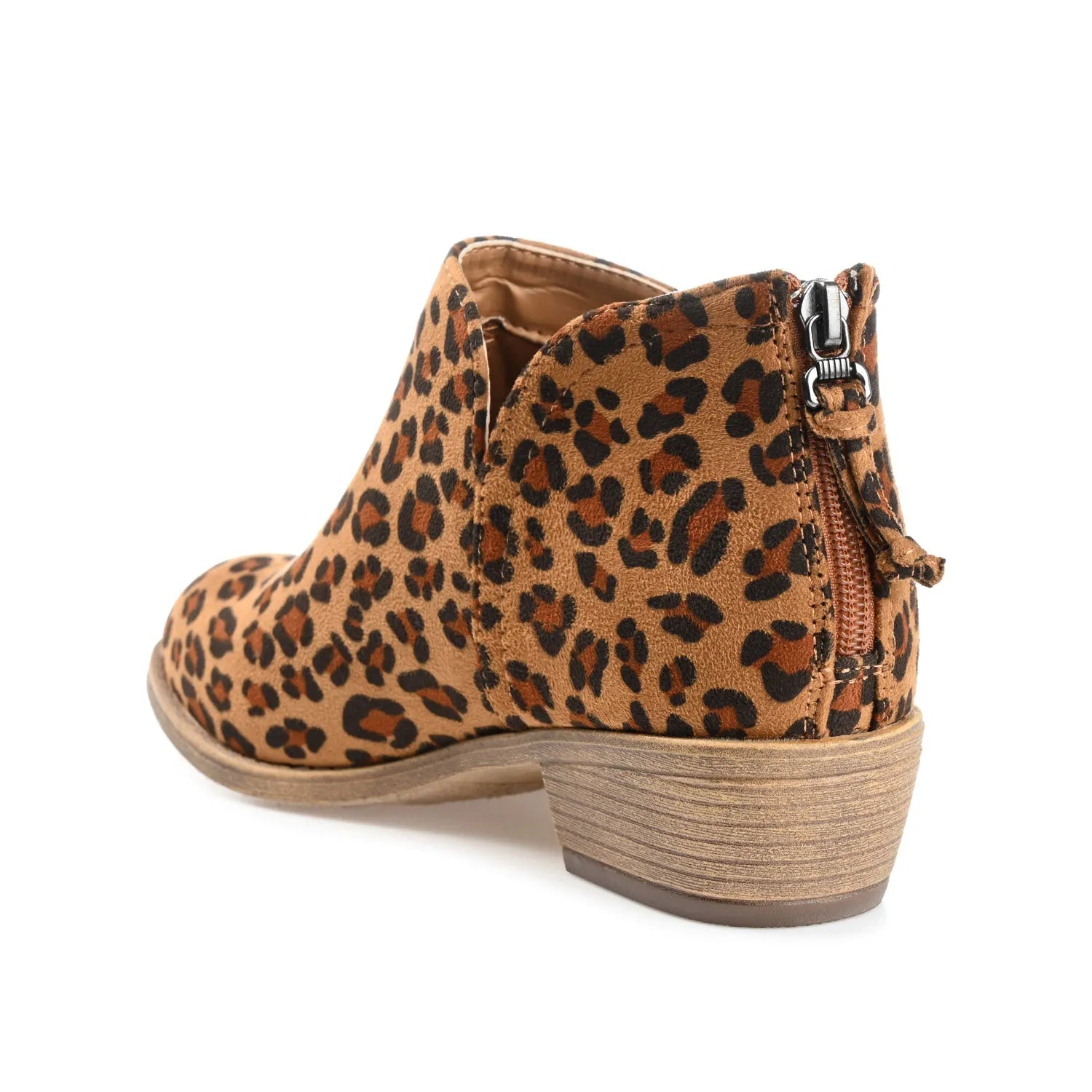 LIVVY Wide Calf Faux Suede Zip-Up Booties - Leopard