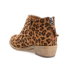LIVVY Wide Calf Faux Suede Zip-Up Booties - Leopard